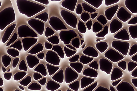 Abstract 3d illustration of cell structure, computer generated background, black and whiteの素材