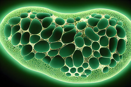 3d illustration of human cell made in 3d software, green colorの素材