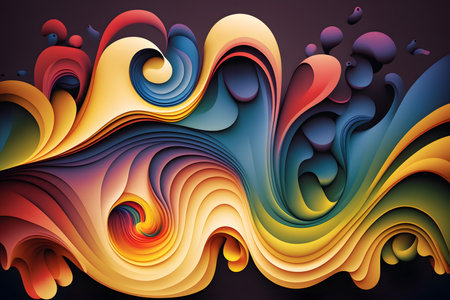 Abstract colorful background with curved lines and waves.の素材