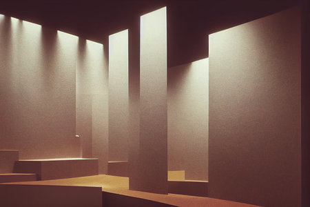 Empty room with lights and shadow on the wall. Backdrop.の素材