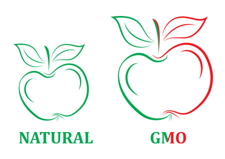 natural and red gmo appleのイラスト素材
