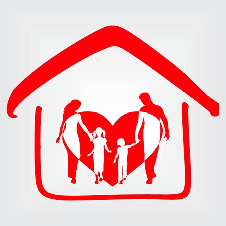 Happy Family House Iconのイラスト素材