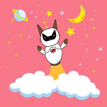 Aliens flying on the clouds. Science Technology Icon Concept Isolated Premium Vector. Flat Cartoon Style. Vector illustration suitable for greeting cards and prints on t-shirts.のイラスト素材