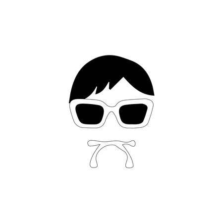 Incognito Icon Manwoman face with glasses Black and White Vector Graphic. Spy agent line and glyph icon, security and detective, hacker sign vector graphics, editable stroke linearのイラスト素材