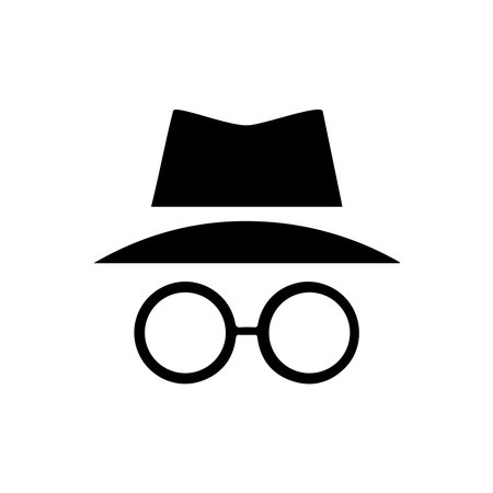 Incognito Icon Manwoman face with glasses Black and White Vector Graphic. Spy agent line and glyph icon, security and detective, hacker sign vector graphics, editable stroke linearのイラスト素材