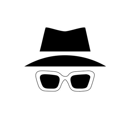 Incognito Icon Manwoman face with glasses Black and White Vector Graphic. Spy agent line and glyph icon, security and detective, hacker sign vector graphics, editable stroke linearのイラスト素材