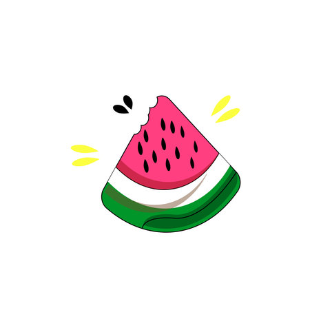 Watermelon cute vector illustration, fresh slice of watermelon graphic print, isolated on white background.のイラスト素材