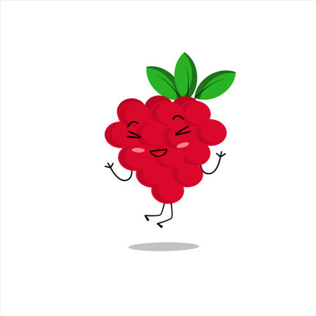 illustration vector graphic of raspberry kawaii. Cute Raspberry bundle set premium vector. Perfect for your product, like juice,etc.のイラスト素材