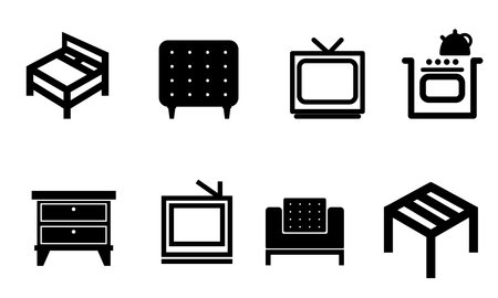 Home interior design icon, sofa icon, living room, vector illustration. Flat design style.のイラスト素材
