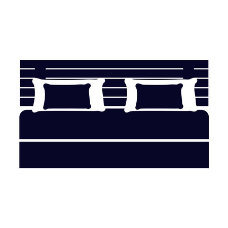 Bed icon on white background. Vector illustration. Colorful graphic set of beds with pillows. Modern bedroom furniture. Flat style vector illustration.のイラスト素材
