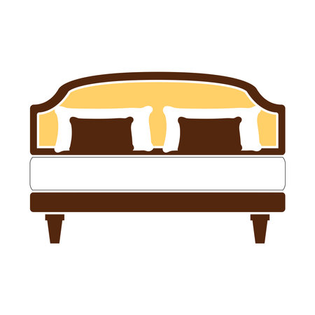 Bed icon on white background. Vector illustration. Colorful graphic set of beds with pillows. Modern bedroom furniture. Flat style vector illustration.のイラスト素材