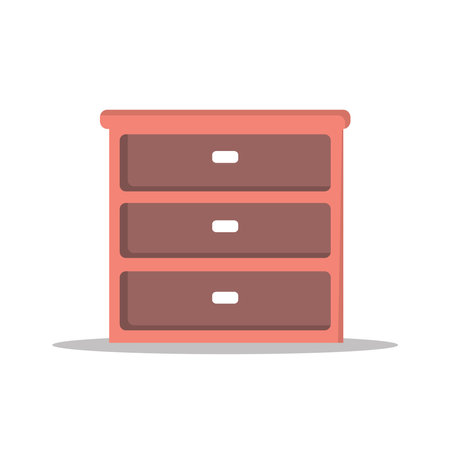 Furniture cabinet, home drawer, table design flat vector illustration. Home interior design element made of natural materials. Vector flat cartoon style illustration.のイラスト素材