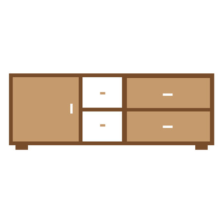 Furniture cabinet, home drawer, table design flat vector illustration. Home interior design element made of natural materials. Vector flat cartoon style illustration.のイラスト素材