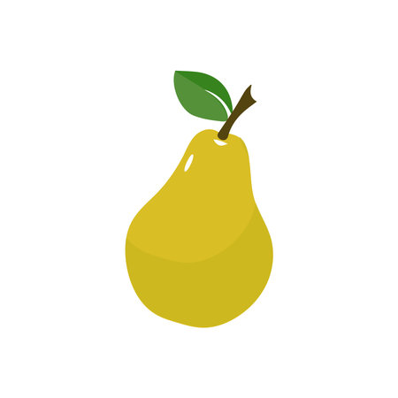 Pear icon vector illustration. Green colorful pear fruit icon isolated on white background. Cartoon flat design. Vector illustration.のイラスト素材