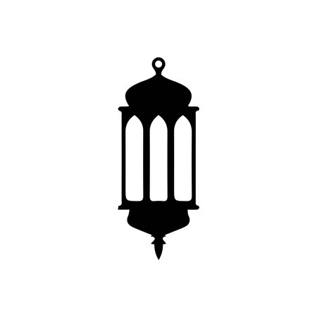 Islamic Lanterns Illustration Design, Islamic Silhouette Decoration Template Vector. Ornament Islamic Ramadan Lantern Symbol. Flat arabic icon black and white, outlineのイラスト素材