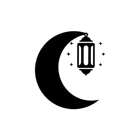 Islamic Lanterns Illustration Design, Islamic Silhouette Decoration Template Vector. Ornament Islamic Ramadan Lantern Symbol. Flat arabic icon black and white, outlineのイラスト素材