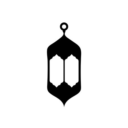 Islamic Lanterns Illustration Design, Islamic Silhouette Decoration Template Vector. Ornament Islamic Ramadan Lantern Symbol. Flat arabic icon black and white, outlineのイラスト素材