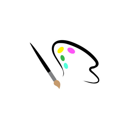 Palette icon, Art icon, vector illustration. Palette paintbrush black drawing icon vector.のイラスト素材