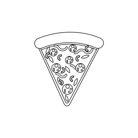 Pizza slice flat line icon. Pizza slice with pepperoni flat icon for apps and websites. Vector thin sign of italian fast food cafe . Pizzeria illustration.のイラスト素材