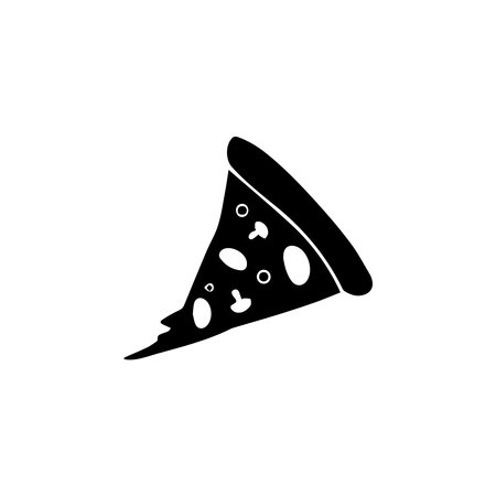 Pizza slice flat line icon. Pizza slice with pepperoni flat icon for apps and websites. Vector thin sign of italian fast food cafe . Pizzeria illustration.のイラスト素材