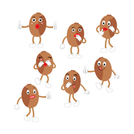 Cute kiwi cartoon. with happy facial expressions and different pose. Cartoon character of slice of kiwi with various chef emoticonsのイラスト素材