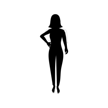Human full body icon illustrations . Black silhouettes of men and women on a white background. Male and female gender. Figure of human body.のイラスト素材