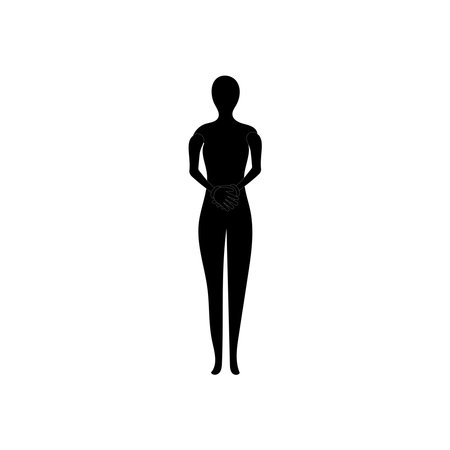 Human full body icon illustrations . Black silhouettes of men and women on a white background. Male and female gender. Figure of human body.のイラスト素材