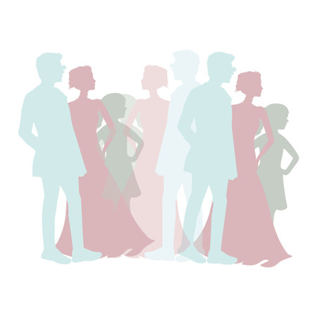 Colorful diverse people crowd. Diverse people group. Flat design vector illustration. A colorful illustration of diverse silhouetted people in profileのイラスト素材