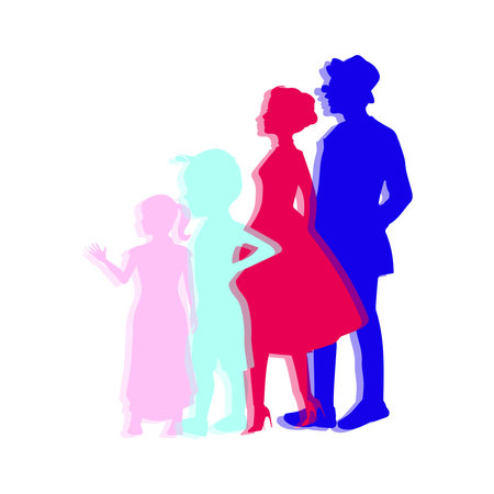 Colorful diverse people crowd. Diverse people group. Flat design vector illustration. A colorful illustration of diverse silhouetted people in profileのイラスト素材