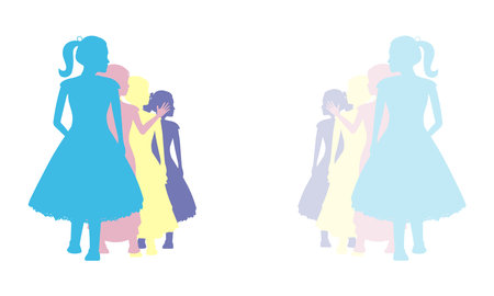 Colorful diverse people crowd. Diverse people group. Flat design vector illustration. A colorful illustration of diverse silhouetted people in profileのイラスト素材