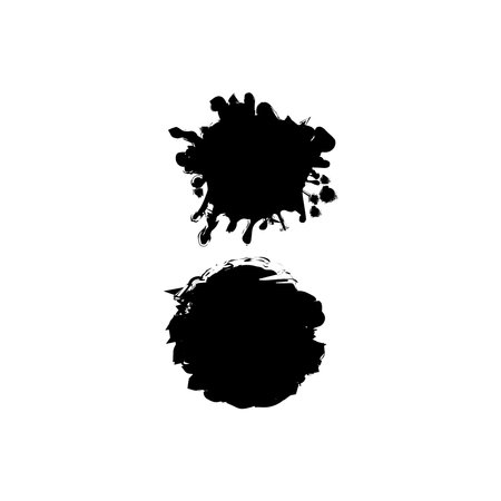 Brush strokes and splashes. Vector black paint, ink brush stroke, brush, line or texture. Dirty artistic design element, box. Grunge hand drawn paint brushのイラスト素材