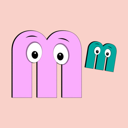Alphabet fullcolor with eyes cartoon character.  Cute abc design for book cover, poster, card, print on baby's clothes, pillow etc. Colorful letters composition.のイラスト素材