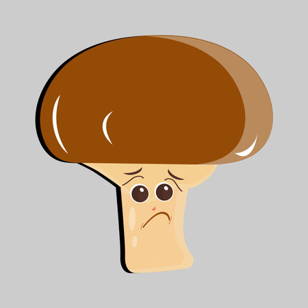 Mushroom cartoon character in various gestures, Set illustration mushroom mascot with various different expressions of cute emotion in comic style for graphic designerのイラスト素材