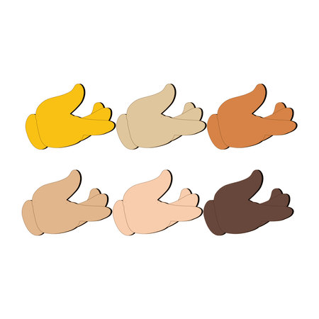 Hand with Fingers Splayed Gesture Icon. Raised hand emoji. Folded Hands sign, All skin tone gesture emojiのイラスト素材