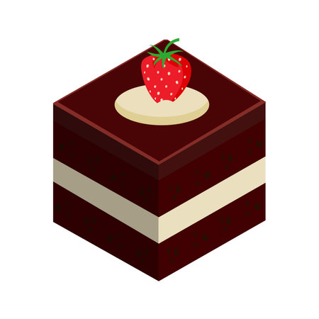Cartoon piece of cake. Various colorful cake slices, cage and restaurant sweet dessert with cream glaze fruits and biscuits. Vector pastry piecesのイラスト素材