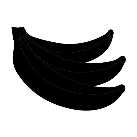 Banana black outline and silhouette icon design vector illustration, single fruit, summer symbol on white background.のイラスト素材