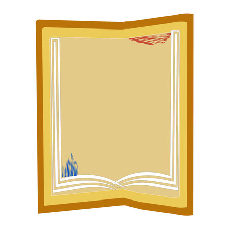 Book paper open or textbook pages with text vector icon flat cartoon illustration isolated on color background clipart, single bookのイラスト素材