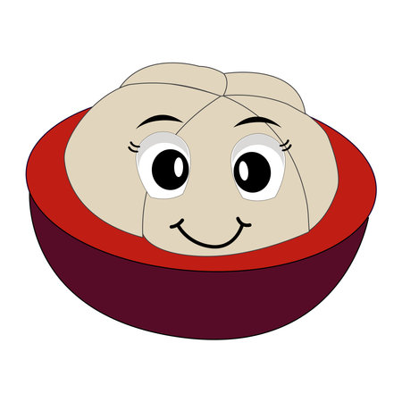 Cute Mangosteen Fruit Character Illustration mascot or icon cartoon style for advertising product. Eps 10のイラスト素材