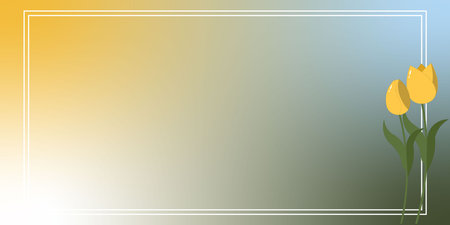 Soft pastel tulip floral frame background with large copy space in the center, perfect for greeting cards, invitations, spring promotions, wedding templatesのイラスト素材