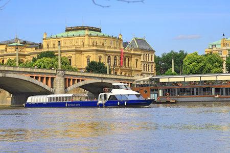 View of the city center from the river Elbe.の写真素材
