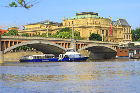 View of the Szechenyi Chain Bridge in Budapest.の写真素材