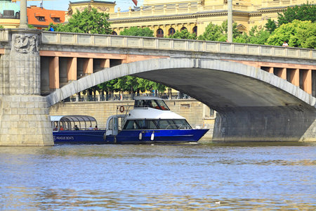 Pleasure boat on the Vltava river.の写真素材