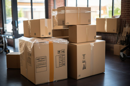 Temporary Storage Warehouse with Extensive Stock of Goods for Efficient Logistic Deliveryの素材