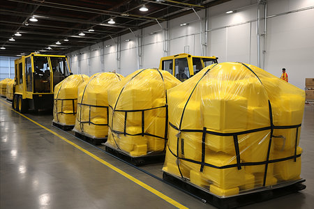 Temporary Storage Warehouse. Storing Warehouse Goods for Efficient Logistic Deliveryの素材