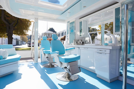 Contemporary Dental Clinic with Bright Interior and Modern Equipment, Providing Exceptional Quality Dental Careの素材
