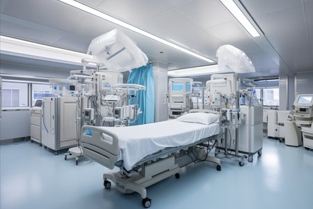 High-Tech Surgical Equipment in Modern Operating Room with Advanced Medical Devicesの素材