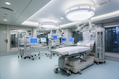 Cutting-Edge Medical Instruments and State-of-the-Art Devices in a Modern High-Tech Operating Roomの素材