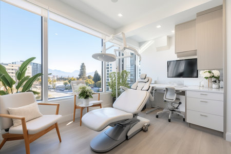 Bright and Modern Dental Office with State-of-the-Art Equipment and Relaxing Ambianceの素材