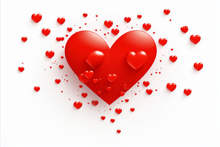 Valentines Day Card. Romantic Design with Elegant Calligraphy and Heart Symbols on Whiteの素材