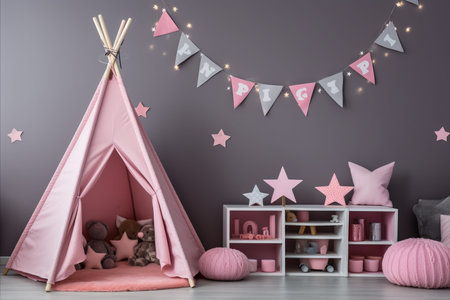 Trendy scandinavian-inspired newborn baby room decor. a stylish and cozy haven with modern designの写真素材